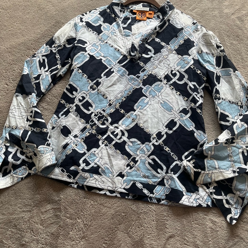 TORY BURCH chain sequins long sleeve tunic - 100% cotton